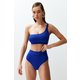 Trendyol Saxe Blue One-Shoulder High Waist Regular Bikini Set