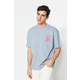 Trendyol Gray Relaxed/Comfortable Cut Crew Neck Text Printed 100% Cotton T-Shirt