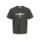 JACK & JONES Majica JCOClub greige / temno zelena / bela
