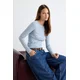 Trendyol Majica svetlo modra/temno rjava/bela