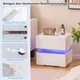 Northix LED nočna omarica z 2 predaloma, bela, daljinsko upravljana, moderna in elegantna