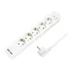 LOGILINK Produžni kabl 5 mesta, 2 USB, prekidač 1,5m, beli