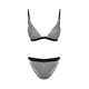 Trendyol Black-White Triangle Textured Regular Bikini Set