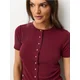 Sinsay - Rebrasta bluza sa dodatkom viskoze i ukrasnim dugmadima - maroon