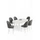 HANAH HOME Rasklopivi trpezarijski sto i stolice (7 delova) Enya White Grey