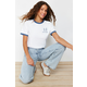 Trendyol Ecru 100% Cotton Embroidered Contrast Piping Detailed Knitted T-Shirt