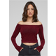 Womens Off Shoulder Glitter Long Sleeve Burgundy