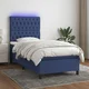 Krevet box spring s madracem LED plavi 80 x 200 cm od tkanine