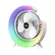 JOHNSON - LED RGB polnilni namizni ventilator MULTICOLOR, 5W/3,7V, 1200 mAh, s premerom 14 cm, bel