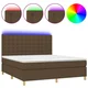 Vidaxl Box spring postelja z vzmetnico LED temno rjava 180x200cm blago