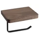 Toilet paper holder with shelf, black matt/wallnut - Črna - 150x100x120 mm - Sapho - SKA accessories - 24 - Masivni les; jeklo - Nosilec toaletnega papirja - Kvadratni - 150 - 100 - 120 - 14