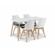 Jedilni set 1 + 4, bela miza ADRIA 120x80 cm + belo-črni stol BALI MARK z bukovimi nogami