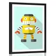 Plakat s paspartujem rumeni robot na modrem ozadju - 30x45 black