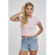 Womens Stripe Cropped T-Shirt Girls Pink/Ocean Blue