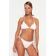 Trendyol Ecru Tied Textured Regular Bikini Bottom