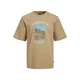 JACK & JONES Majica Ocean Club temno bež / svetlo modra / bela
