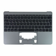 Apple MacBook 12 A1534 (Early 2015 - Mid 2017) - Zgornji okvir tipkovnice + ameriška tipkovnica UK (Space Gray)
