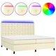 Vidaxl Box spring postelja z vzmetnico LED krem 200x200cm umetno usnje