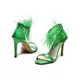 Sandale na štiklu sa perjem LS042302 zelene