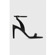 Kožne sandale Calvin Klein HEEL SANDAL 90 LTH boja: crna, HW0HW01945