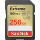 SanDisk Extreme 256GB SDXC Memory Card + 1 year RescuePRO Deluxe up to 180MB/s & 130MB/s Read/Write speeds, UHS-I, Class 10, U3, V30