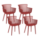 Beliani Komplet 4 jedilnih stolov rdeče PESARO