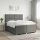 vidaXL Postelja boxspring z vzmetnico Temno siva 200 x 200 cm Blago