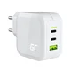 Green Cell white 65W GaN GC PowerGan stenski polnilec za prenosni računalnik, MacBook, telefon, tablico, Nintendo Switch - 2x USB-C, 1x