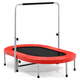 Northix Zložljiv fitnes trampolin z nastavljivim ročajem, rdeč, nosilnost 150 kg