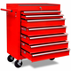 Vidaxl Rdeč delavniški voziček za shranjevanje orodja s 7 predali