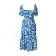 Bianco Lucci Womens Square Neck Gimped Multi Patterned Flared Dress
