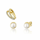JwL Luxury Pearls Moderni komplet pozlačenih uhanov (1x uhan, 2x uhan s kamenčkom) JL0807
