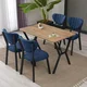 HANAH HOME Set Trpezarijski sto i 4 stolice Elma Navy Blue Walnut