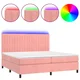 Krevet box spring s madracem LED ružičasti 200x200cm baršunasti
