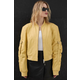 Kožna bomber jakna Gestuz za žene, boja: žuta, za prijelazno razdoblje