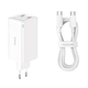 Stenski polnilni adapter Baseus z GaN6 Pro tehnologijo, 2x USB-A in 2x USB-C izhodoma 100W in priloženim kablom - bel