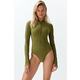 Trendyol Khaki Zippered Long Sleeve Regular Swimsuit