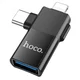 Hoco OTG 2-v-1 adapter USB-C / Lightning na USB-A Hoco UA17, črn