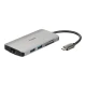 D-LINK DUB-M810 8 u 1 USB Hub, USB-C, HDMI 4K/USB A, 3.0 x 3/RJ45/SD-microSD, Sivi