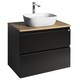 ALTAIR Vanity Unit z desko 78,5 cm, črna mat/hrast emporio - Črna - 78,5x61,8x45,7 cm - Aqualine - ALTAIR II - 24 - MDF/laminat - 785 - 618 - 457 - 14