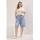 Trendyol Curve Light Blue High Waist Straight Fit Denim Plus Size Shorts