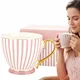 Porcelanasta skodelica v darilni škatli, roza, bela, porcelan, 450 ml