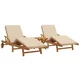 Ležaljka 3 pcs Bež 200 x 67 x 84 cm Čvrsto drvo akacije