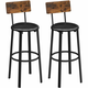 2 barska stola z oporo za noge 39 x 100 x 39 cm, rustikalno rjava in črna | VASAGLE