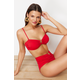 Trendyol Red*003 Plain Strapless Bikini Tops with Straps