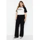 Trendyol Curve Black High Waist Dirty Tie Detailed Wide Leg Jeans