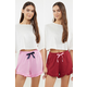 Trendyol Pink-Claret Red 2 Pack 100% Cotton Knitted Pajama Bottoms