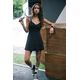 Trendyol Black Piping Detail 2 Layered Tennis Knitted Sports Dress With Shorts