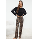 Trendyol Black 100% Cotton Leopard Patterned Knitted Pajama Set