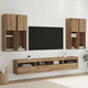 vidaXL Komplet stenske TV omarice z LED lučmi 7 pcs artisan hrast